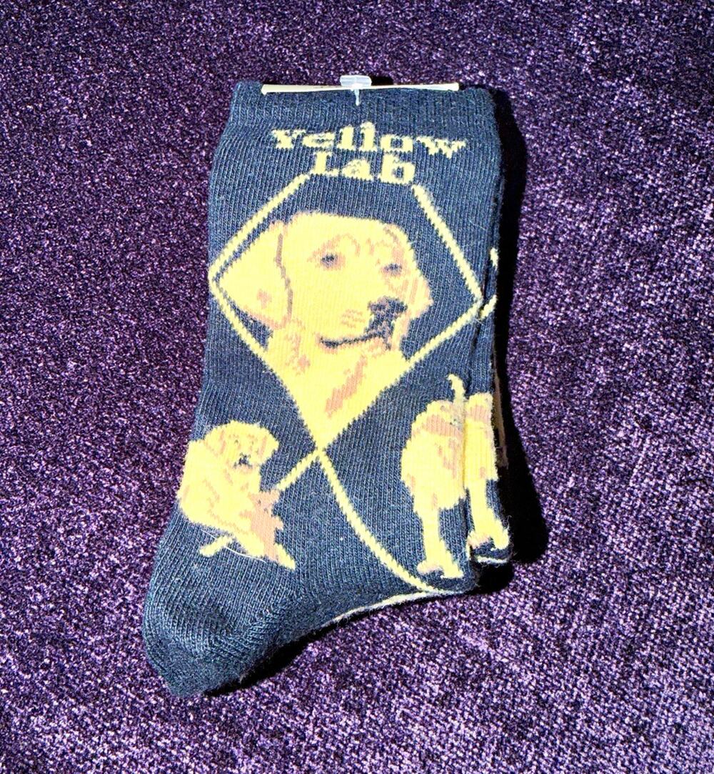 Pen Reed Company Men's Novelty Mid Calf Socks Argyle Dog Black/Yellow 9-11